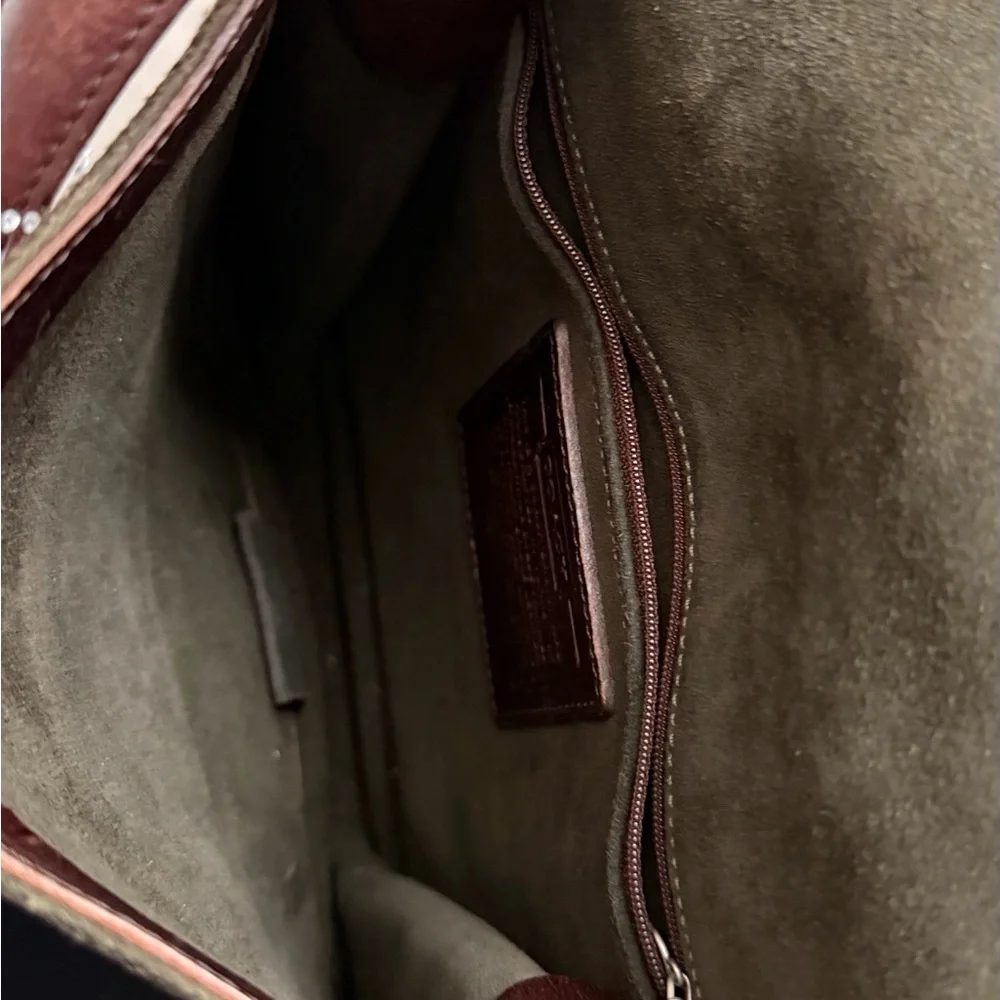 Rare Vintage Coach Olive Suede Leather Crossbody Bag - Picture 11 of 12